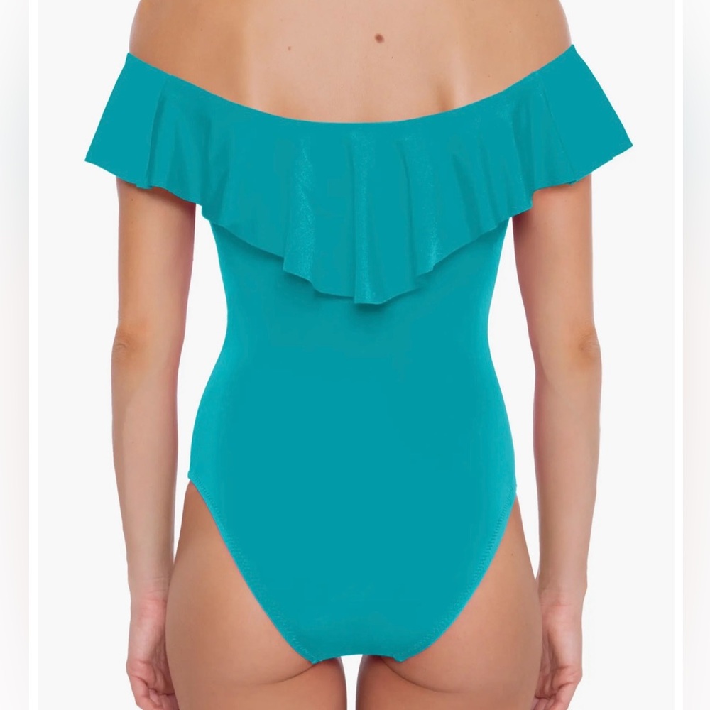 Trina Turk NWT Monaco Off The Shoulder Ruffle One-Piece Swimsuit - Picture 3 of 9